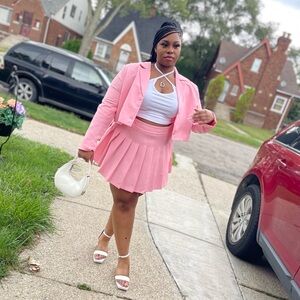 Pink Two Piece Fashion Nova Skirt Set
